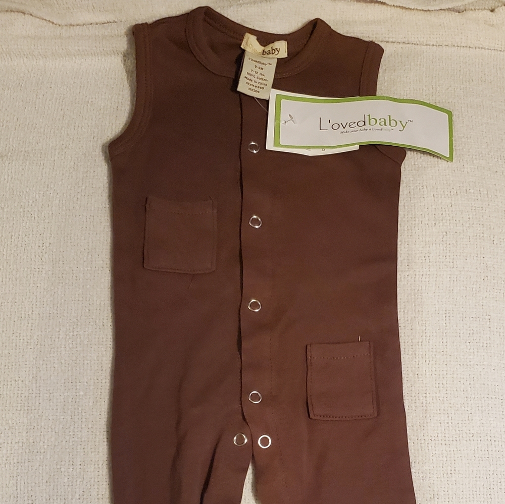 L'ovedbaby sleeveless overalls, 0-3m, Out on the town brown